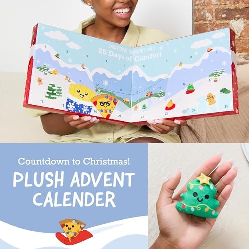 Emotional Support Plush Advent Calendar by Relatable for Kids or Teens, Contains 25 Mini Collectible Plushies Including Fries, Gingerbread, and Nugget Plush Toys, Stocking Stuffers for Kids