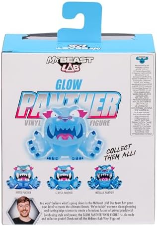 Collectible Vinyl Figures - Glow Panther - 3.5" Tall, Packaged in A Premium Display Box. 4 to Collect!