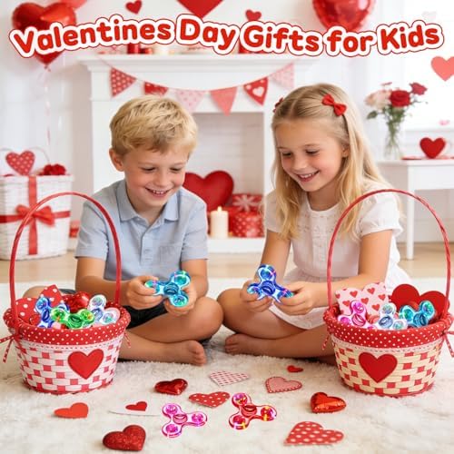 Fidget Spinner 2 Pack, Light up Sensory Fidget Toys Adults Kids 4-8-12 with Autism ADHD, Valentines Day Gifts for Kids Glow Anxiety Toys Stress Relief Teen Boy Gifts, Classroom Prizes