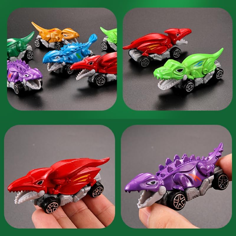 Dinosaur Car Toys Set, 6 Pack Metal Dinosaur Vehicles, Kids Toys for Ages 3-5 (6)