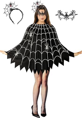 3 Pcs Spider Web Costume for Women,Easy Halloween Costume for Adults