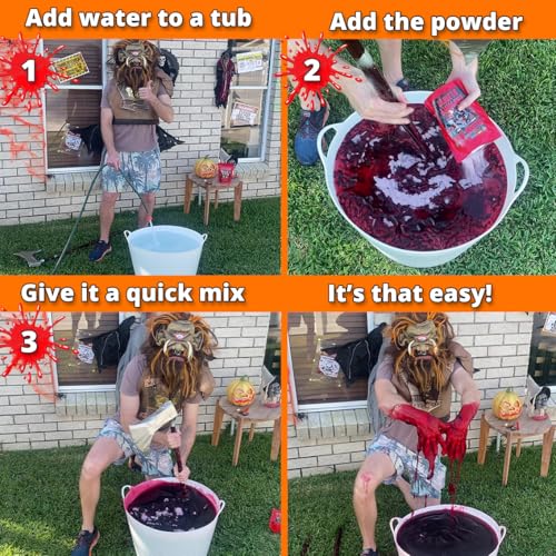 Fake Blood Powder, 15 Gallon Stage Blood Mix for Halloween Props
