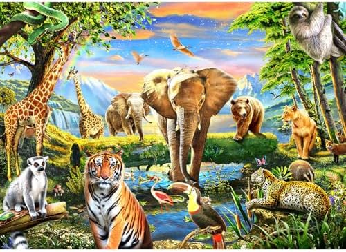 1000 Pieces Puzzles for Adults, Animal World Jigsaw Puzzle Challenging Night Game, Interlock Perfectly No Dust, for House Decoration, Birthday Party Holiday