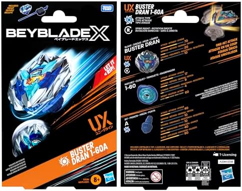 Beyblade X Buster Dran 1-60A UX Starter Pack Set with Attack Type Top and Launcher; Authentic Takara Tomy Battle Tops Games/Toys for Boys and Girls 8+