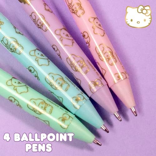 Hello Kitty & Friends 4-Piece Pen Set, My Melody, Kuromi, School and Office Supplies, Stationery