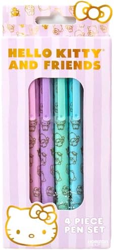Hello Kitty & Friends 4-Piece Pen Set, My Melody, Kuromi, School and Office Supplies, Stationery