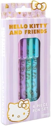 Hello Kitty & Friends 4-Piece Pen Set, My Melody, Kuromi, School and Office Supplies, Stationery