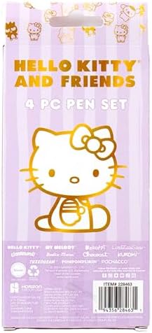 Hello Kitty & Friends 4-Piece Pen Set, My Melody, Kuromi, School and Office Supplies, Stationery