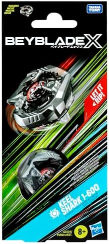 Beyblade X Keel Shark 1-60Q Booster Pack Set with Attack Type Top; Authentic Takara Tomy Battle Tops Games/Toys for Boys and Girls 8+