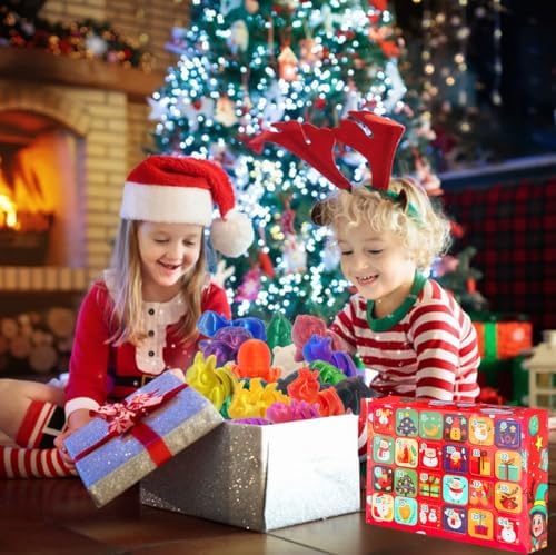 2024 Christmas Advent Calendar with Mini 3D Print Animals Set Toys Inside Great for Kids Girls Boys Adults Christmas Stocking Stuffers Christmas Party Favors Gifts
