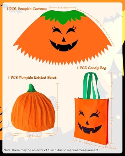 Pumpkin Costume for Women Adult,Pumpkin Poncho Halloween Costume Set
