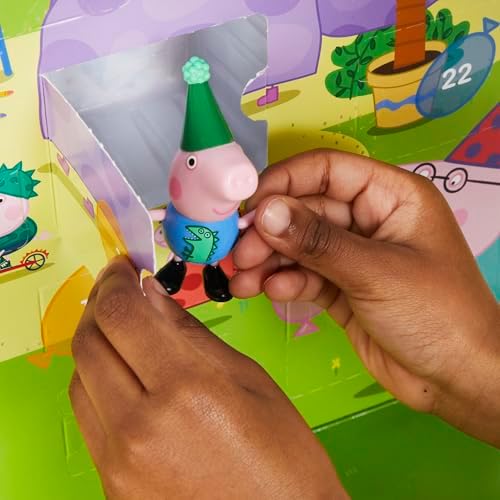 George's Party Advent Calendar with 24 Surprise Toys and Stickers Including 5 Figures, Preschool Toys for Girls and Boys 3 and Up