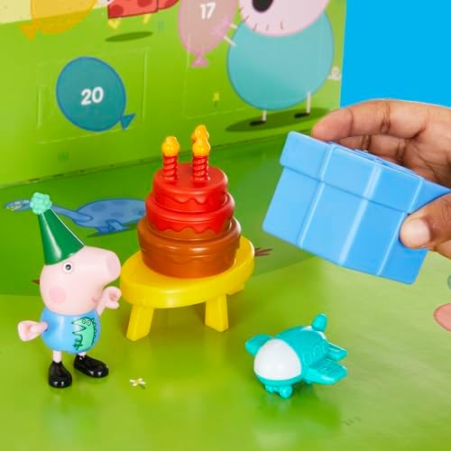 George's Party Advent Calendar with 24 Surprise Toys and Stickers Including 5 Figures, Preschool Toys for Girls and Boys 3 and Up