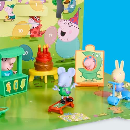 George's Party Advent Calendar with 24 Surprise Toys and Stickers Including 5 Figures, Preschool Toys for Girls and Boys 3 and Up
