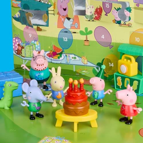 George's Party Advent Calendar with 24 Surprise Toys and Stickers Including 5 Figures, Preschool Toys for Girls and Boys 3 and Up