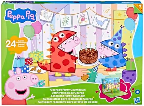 George's Party Advent Calendar with 24 Surprise Toys and Stickers Including 5 Figures, Preschool Toys for Girls and Boys 3 and Up