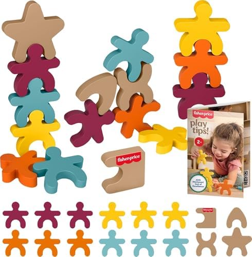 Wood Montessori Toy Stacking Shapes, American Montessori Society Seal of Excellence, 16-Piece Wooden Learning Activity & Expert Play Tips for Kids Ages 2+ Years