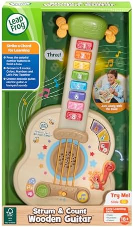 Strum and Count Wooden Guitar, Musical Toddler Toy