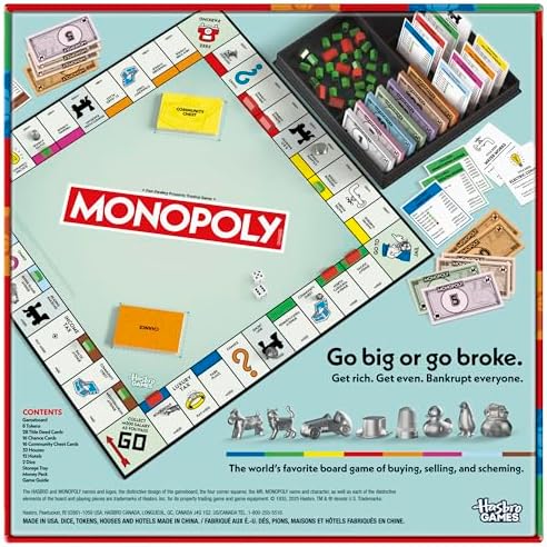 Board Game | Classic Game with Storage Tray and Larger Tokens | Ages 8+ | 2 to 6 Players | Family Games for Kids and Adults | Kids Gifts