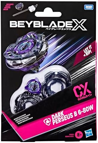 Bey Blade X Dark Perseus B 6-80W CX Starter Pack Set, Defense Type Top and Launcher; Authentic Takara Tomy Battle Tops Games, Toys for Boys and Girls 8+