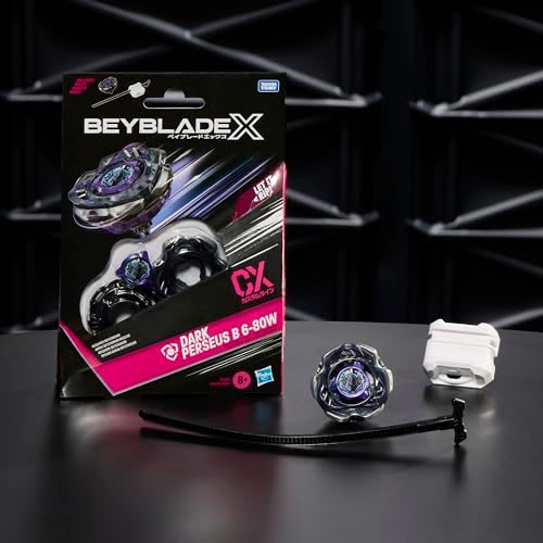Bey Blade X Dark Perseus B 6-80W CX Starter Pack Set, Defense Type Top and Launcher; Authentic Takara Tomy Battle Tops Games, Toys for Boys and Girls 8+