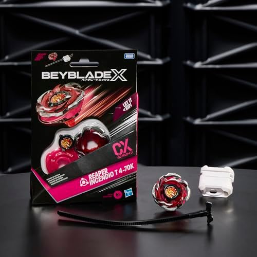 Beyblade X Reaper Incendio T 4-70K CX Starter Pack Set, Balance Type Top and Launcher; Authentic Takara Tomy Battle Tops Games, Toys for Boys and Girls 8+