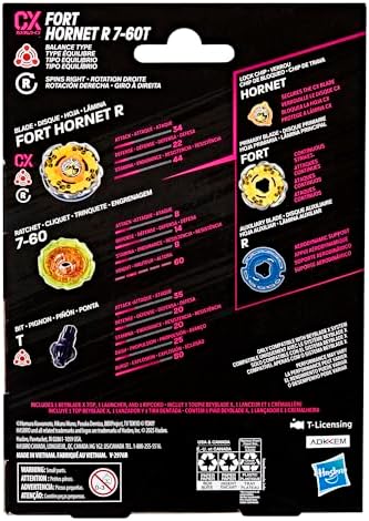 Beyblade X Fort Hornet R 7-60T CX Starter Pack Set, Takara Tomy Balance Type Top and Launcher, Battling Tops Game Toys, Ages 8+