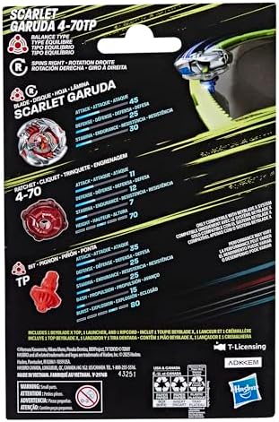 Beyblade X Scarlet Garuda 4-70TP BX Starter Pack Set with Balance Type Top and Launcher, Authentic Takara Tomy Battle Tops Games, Toys for Boys and Girls 8+