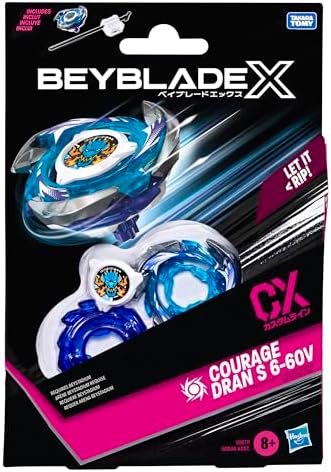 Bey Blade X Courage Dran S 6-60V CX Starter Pack Set, Attack Type Top and Launcher; Authentic Takara Tomy Battle Tops Games, Toys for Boys and Girls 8+