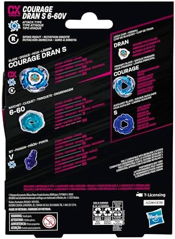 Bey Blade X Courage Dran S 6-60V CX Starter Pack Set, Attack Type Top and Launcher; Authentic Takara Tomy Battle Tops Games, Toys for Boys and Girls 8+