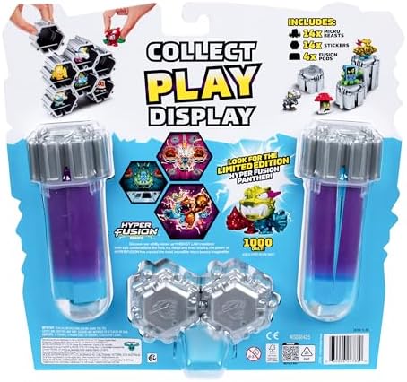 Swarms Series 3, Hyper Fusion Series, 14 Pack Collectible Micro Beasts, 14 Collectible Stickers & 4 Fusion Caps to Build Out Your Own MrBeast Lab - Steel Slushee