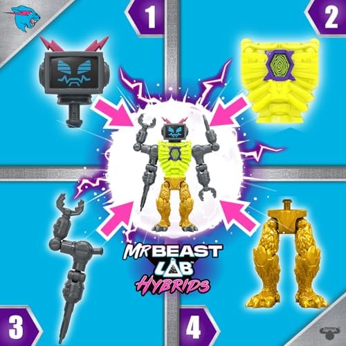 Hybrids Multi Pack, Reveal Different Hybrid Parts to Create 2 Mix & Match Action Figures, Plus Parts of The Golden Panther Dragon, Fuse Beast Combinations, Lab-Bot vs GID Skeleton