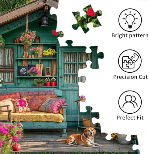 1000 Piece Puzzle for Adults, Flower House Jigsaw Puzzle, Family Puzzles Game, Interlock Perfectly No Dust, Home Decoration Puzzle, Gifts for Valentine's Day Easter Parents