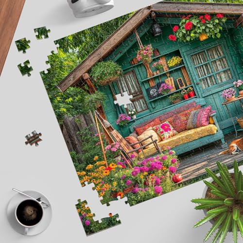 1000 Piece Puzzle for Adults, Flower House Jigsaw Puzzle, Family Puzzles Game, Interlock Perfectly No Dust, Home Decoration Puzzle, Gifts for Valentine's Day Easter Parents