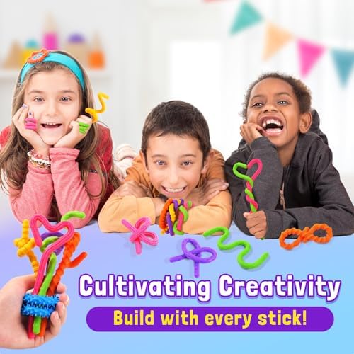 Sensory Fidget Toys for Kids: 6 Pack Textured Silicone Fidget Stick for Stress Anxiety Autistic ADHD, Quiet Desk Fidgets for Classroom, Sensory Toys for Autism, Egg Filler Easter Basket Stuffers