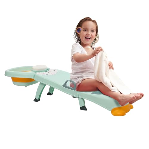 Hair Washing Station for Kids Children's Shower Seat Adjustable Children Shampoo Chair Bath Seat Household Foldable for 1 to 16 Years Old