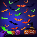 Glow Halloween Bat Stickers, Neon Bat Wall Decals, 72PCS, 4 Sizes