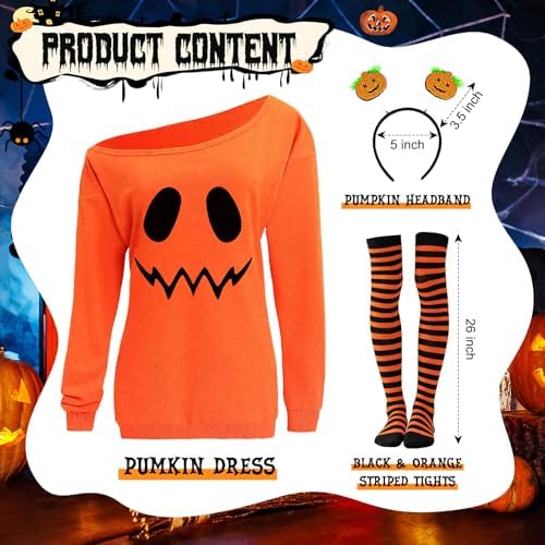 Halloween Costume Set for Women Adult Ghost Pumpkin Costume Outfit