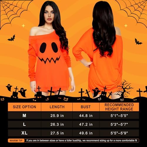 Halloween Costume Set for Women Adult Ghost Pumpkin Costume Outfit