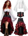 Women's Renaissance Pirate Wench Costume with Corset, Skirt & Blouse