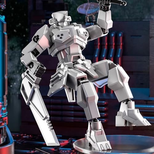 2er Set T13 Action Figure, Assembly Completed Shield Warrior Titan 13 Action Figures, Multi-Jointed Movable Action Figure, Lucky 13 Robot, Desktop Decorations for Game Lovers Toy (Gray+Black)