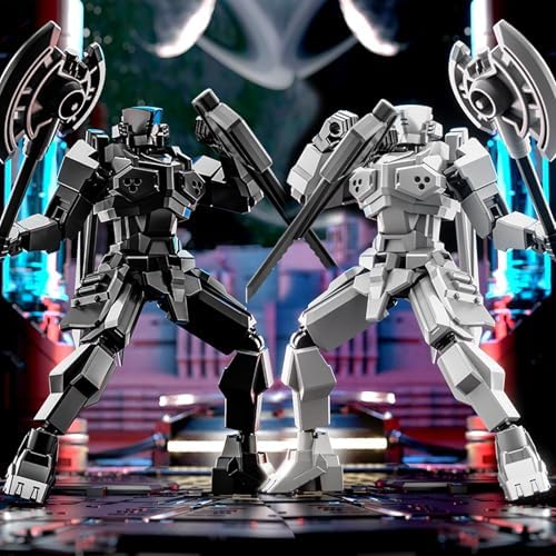 2er Set T13 Action Figure, Assembly Completed Shield Warrior Titan 13 Action Figures, Multi-Jointed Movable Action Figure, Lucky 13 Robot, Desktop Decorations for Game Lovers Toy (Gray+Black)