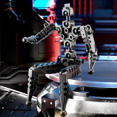 2er Set T13 Action Figure, Assembly Completed Shield Warrior Titan 13 Action Figures, Multi-Jointed Movable Action Figure, Lucky 13 Robot, Desktop Decorations for Game Lovers Toy (Gray+Black)