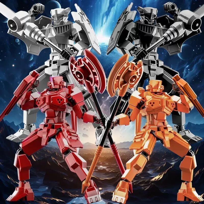 2er Set T13 Action Figure, Assembly Completed Shield Warrior Titan 13 Action Figures, Multi-Jointed Movable Action Figure, Lucky 13 Robot, Desktop Decorations for Game Lovers Toy (Gray+Black)