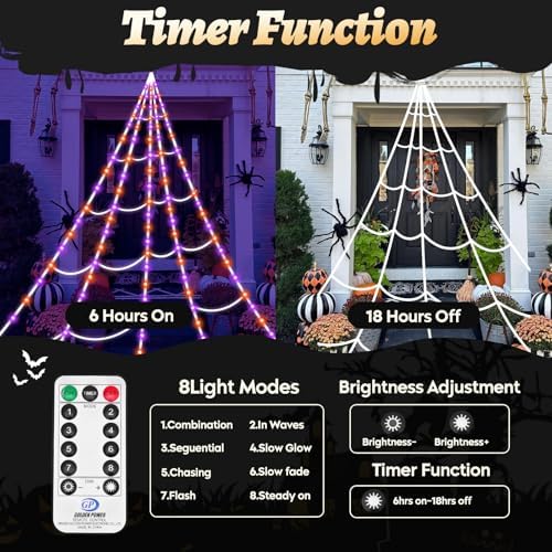 Halloween Light up Spider Web: 16FT 150 LED Large Glow in the Dark Spiderweb Halloween Outdoor Decoration – Giant Lighted Web Decor for House and Yard