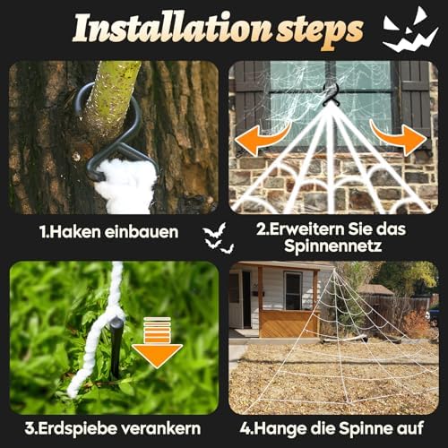 Halloween Light up Spider Web: 16FT 150 LED Large Glow in the Dark Spiderweb Halloween Outdoor Decoration – Giant Lighted Web Decor for House and Yard