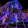 Brighter Spider Webs Halloween Decorations Lights,16.4Ft 8 Modes Giant Spiderweb,250 Purple LED Light Up,with 48'' Giant Spider,Waterproof & Timer,Halloween Decor for Outdoor
