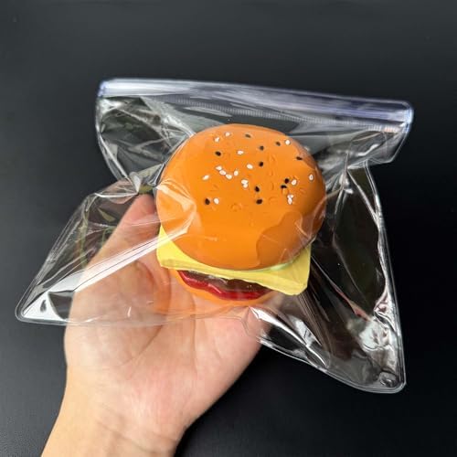 Taba Squishy Hamburger Toy, Stress Relief Slow Rising Fidget Adult Realistic Food Replica with Sesame Seeds Handmade Soft Silicone Squeeze Toy Gift