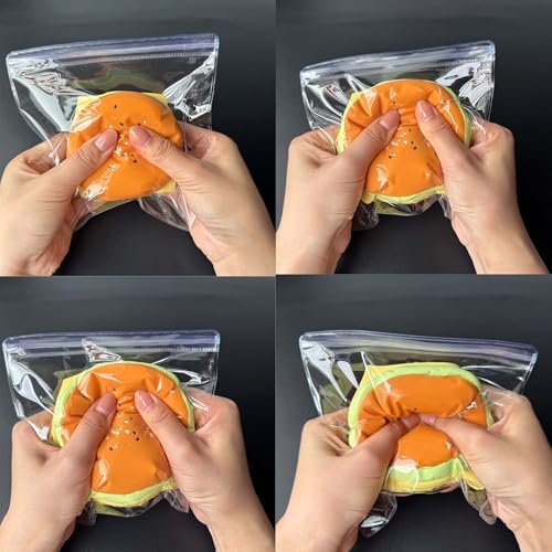 Taba Squishy Hamburger Toy, Stress Relief Slow Rising Fidget Adult Realistic Food Replica with Sesame Seeds Handmade Soft Silicone Squeeze Toy Gift