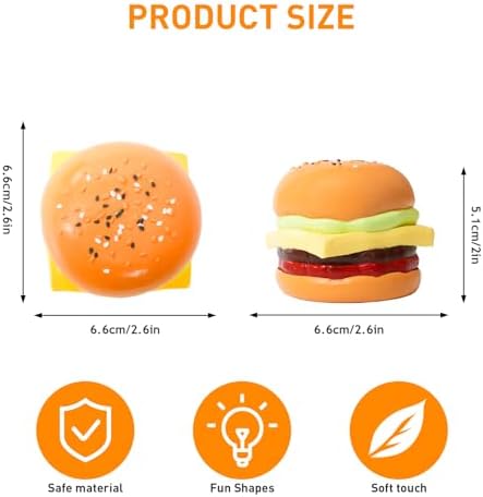 Taba Squishy Hamburger Toy, Stress Relief Slow Rising Fidget Adult Realistic Food Replica with Sesame Seeds Handmade Soft Silicone Squeeze Toy Gift